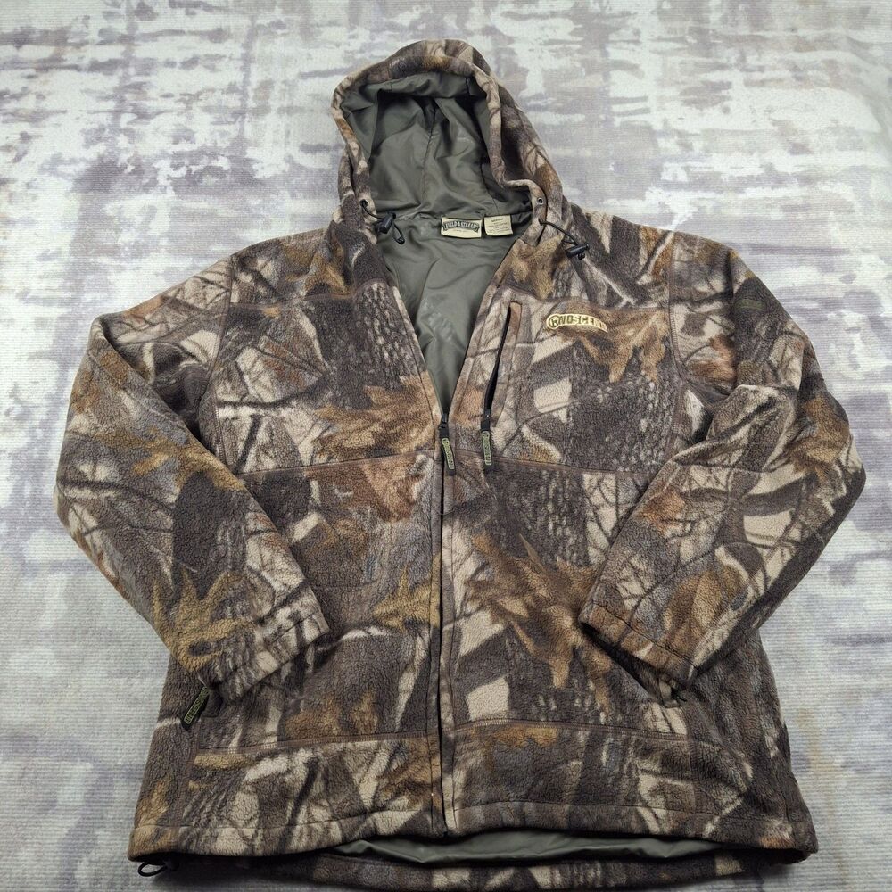 Field Stream Mens RealTree Camo Fleece Hunting Jacket Medium M NoScent Full Zip